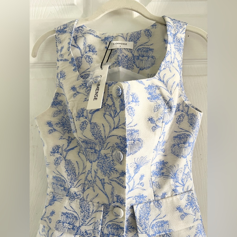 Commense Cream and Light Blue Floral Mini Dress - Picture 14 of 16